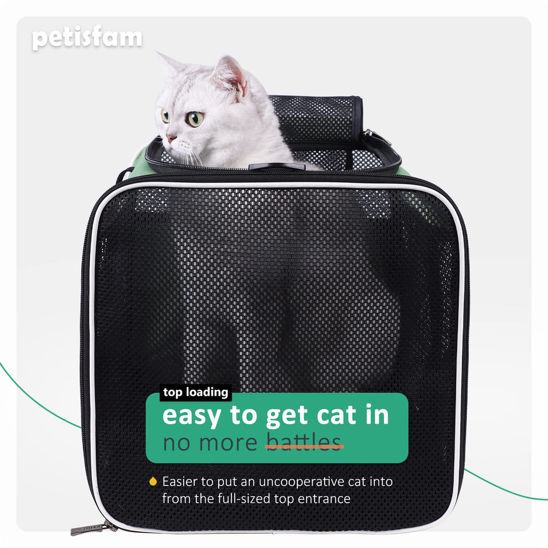 Easy Load Pet Carrier for Large, Medium Cats, 2 Cats and Small Dogs with Comfy Bed. Easy to Get Cat in, Escape Proof, Easy Storage, Washable, Safe and Comfortable for Vet Visit and Car Ride