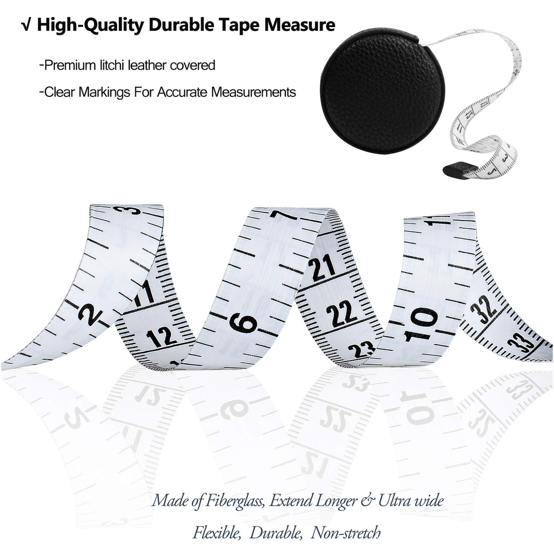 3m/120 Tape Measure Body Measuring Tape for Body Cloth Tape Measure for Sewing Fabric Tailors Medical Measurements Tape Dual Sided Leather Tape Measure Retractable (Black, 1 Pack)