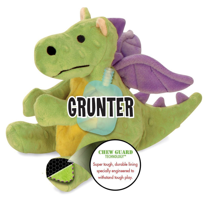 Bubble Plush Dragons Squeaky Dog Toy, Chew Guard Technology - Lime, Large