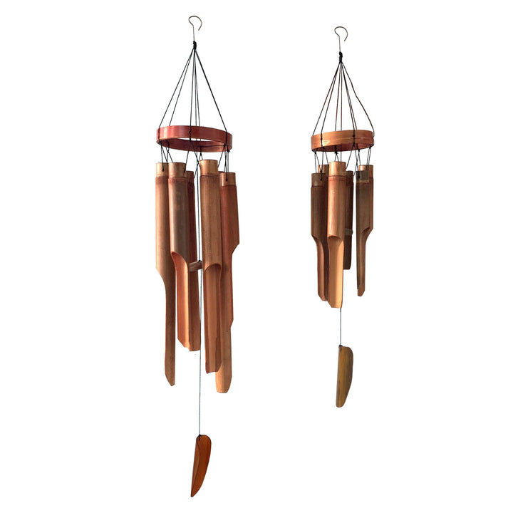 Classic Bamboo Wind Chimes with Circle Top, Wood Wooden Wind Chimes Outdoor, Deep Tone Soothing Sound (27)