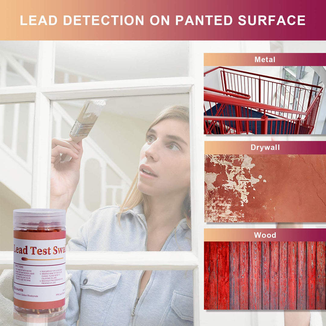 Lead Paint Test Kit with 60 pcs Test Swabs, Instant Lead Test Kit for All Painted Surfaces, Ceramics, Dishes, Metal, Wood, Rapid Test Results in 30 Seconds