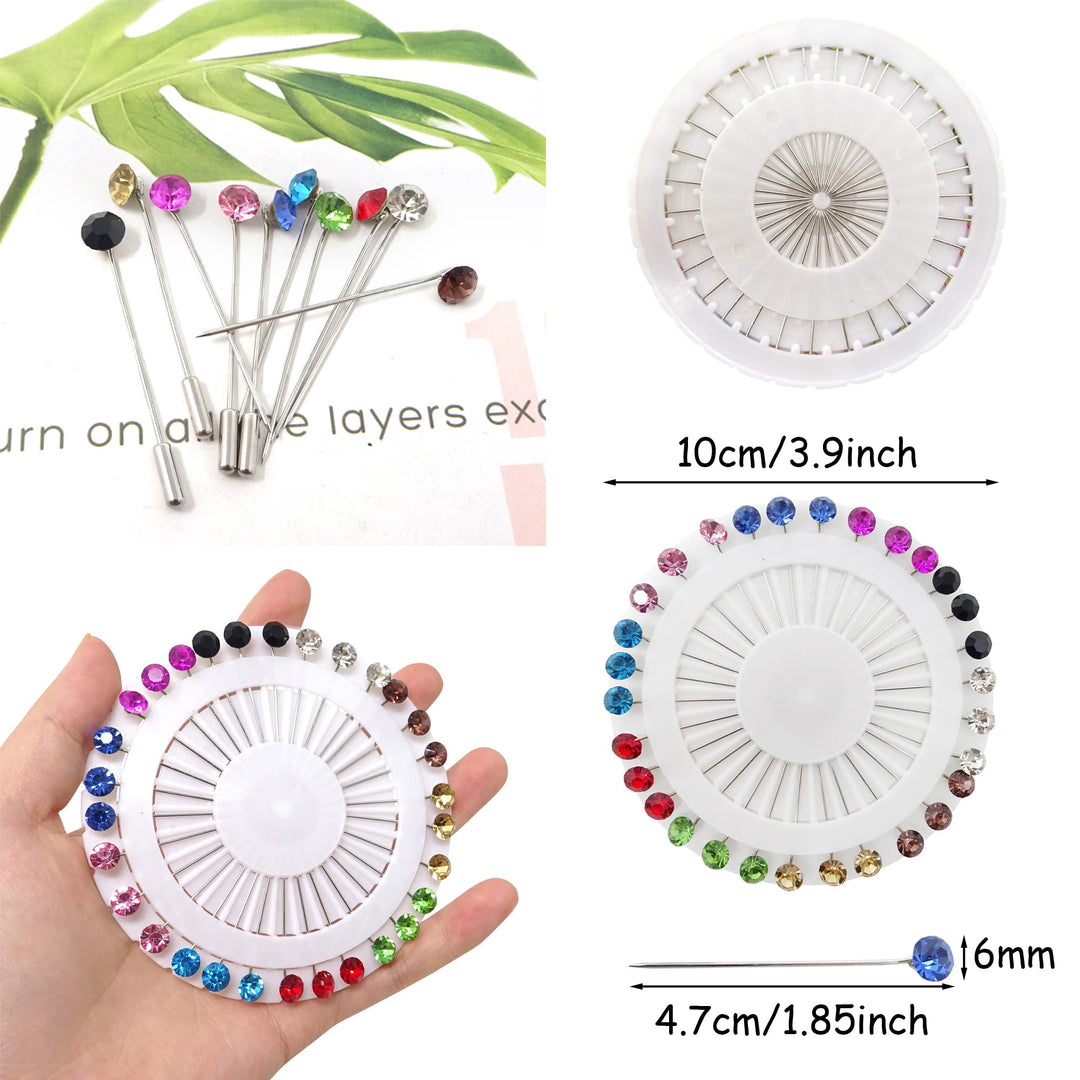 30PCS Hijab Pins with Safety Caps Colorful Crystal Rhinestone Ball Muslim Hijab Scarf Pins Brooch Pins Scarf Shawl Sweater Cardigan Safety Pins Wedding Pins Sewing Snag-Free Pins (A)