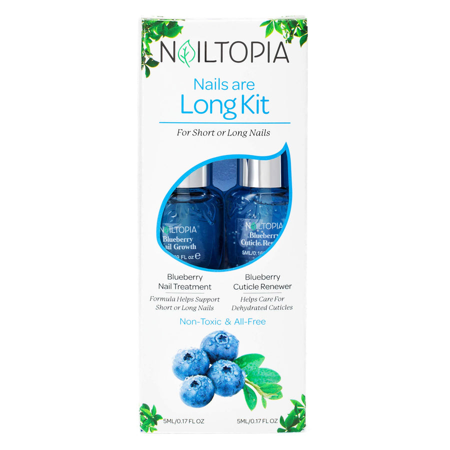 - Nails are Long Kit, Supports Short/Long Nails & Dehydrated Cuticles - Plant-Based, Non Toxic, Bio-Sourced - Hardening & Conditioning Superfood Treatment - Blueberry Extract (Clear) - 2 Pc