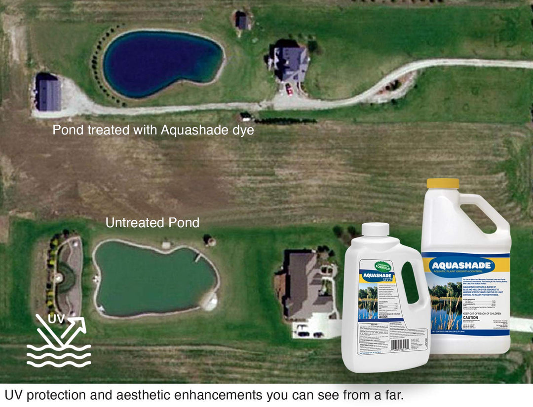 Aquashade 1-Gallon Pond Treatment – EPA-Approved Blue Dye for Weed & Algae Suppression | Eco-Friendly, Non-Toxic, and Safe for Aquatic Life, Livestock, and Wildlife