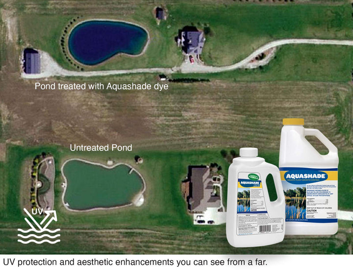 Aquashade 1-Gallon Pond Treatment – EPA-Approved Blue Dye for Weed & Algae Suppression | Eco-Friendly, Non-Toxic, and Safe for Aquatic Life, Livestock, and Wildlife