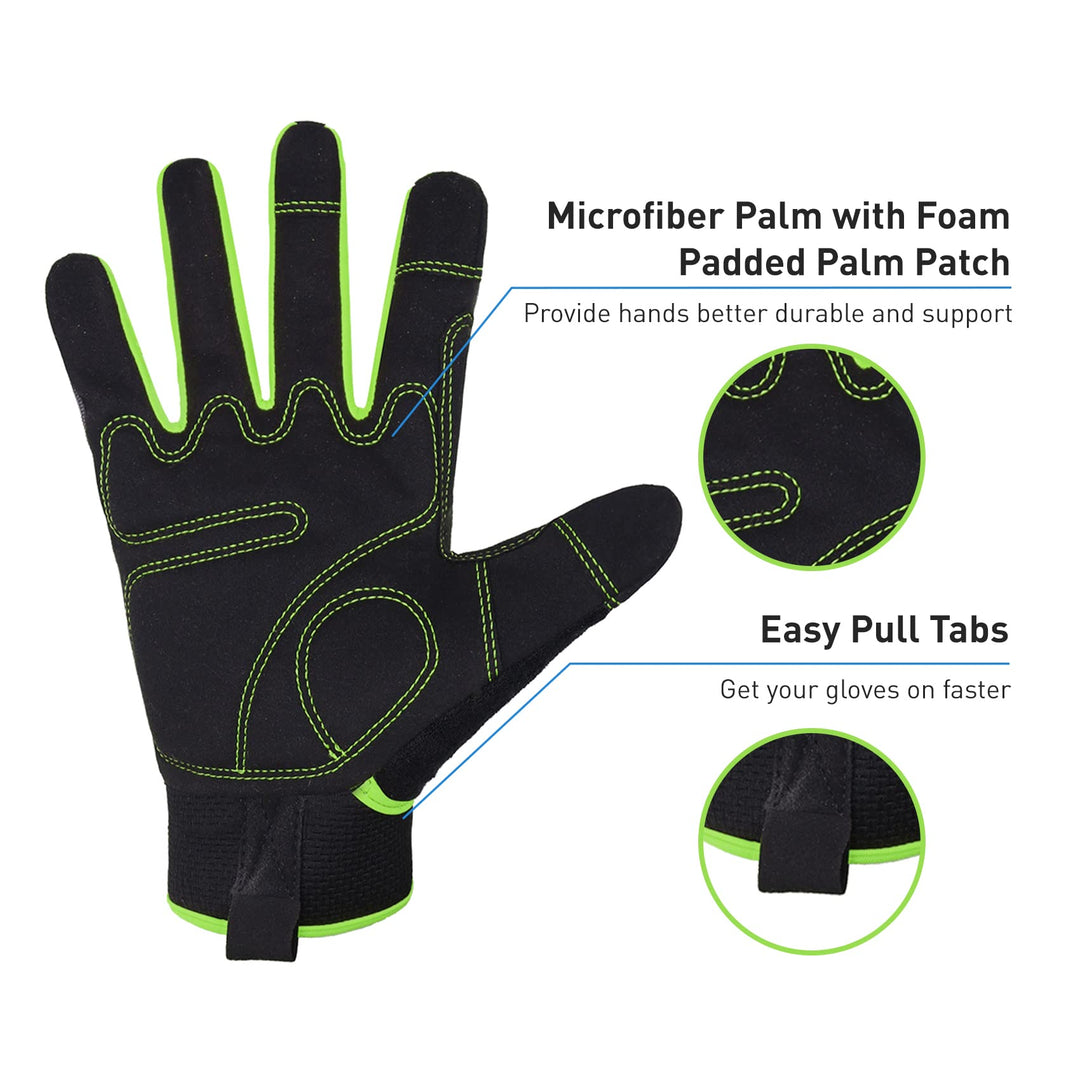 Utility Safety Work Gloves for Men, UltraLight Mechanic Driver Gardening Gloves with Touchscreen (XL, Green)