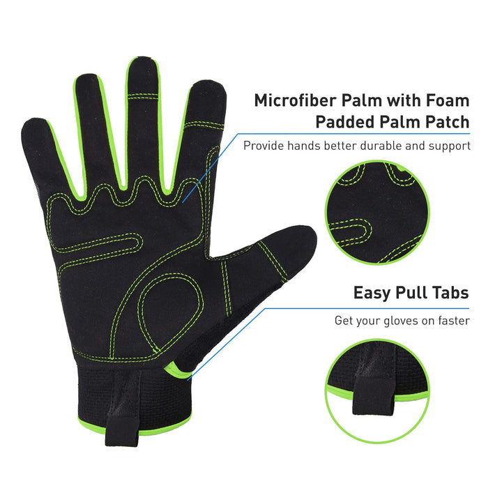 Utility Safety Work Gloves for Men, UltraLight Mechanic Driver Gardening Gloves with Touchscreen (XL, Green)
