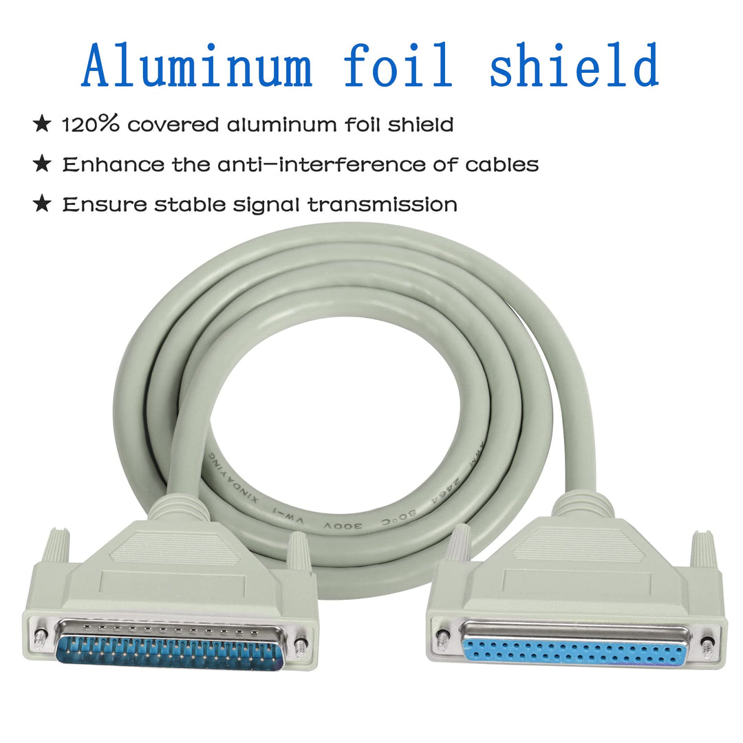 DB37 37Pin Extension Cable Serial D-SUB 37 Pin Printer Parallel Connector Cable Pure Copper Core for Engineering Wiring, Computer and Networks.(4.9FT) (Male to Female)