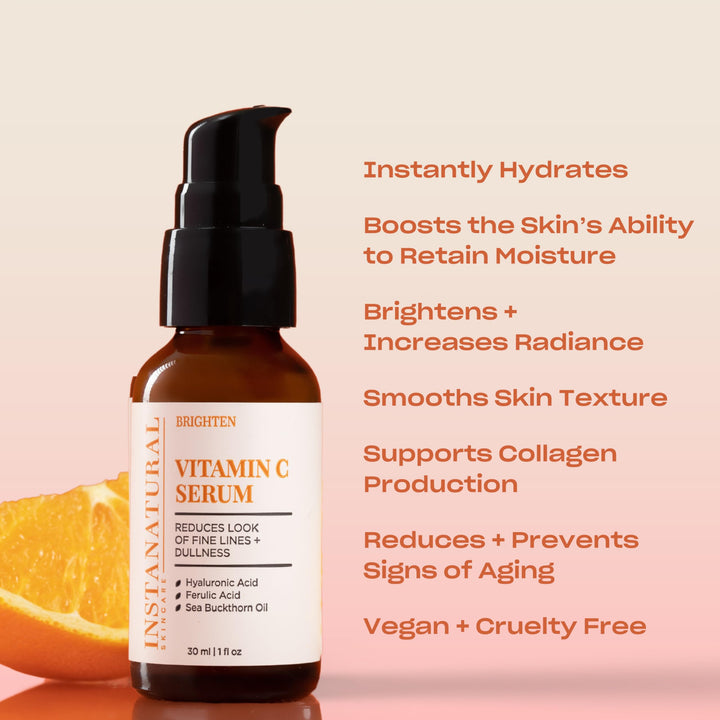 Vitamin C Face Serum, Brightens, Hydrates and Reduces Signs of Aging, with Vitamin C, Hyaluronic and Ferulic Acid, 1 FL Oz