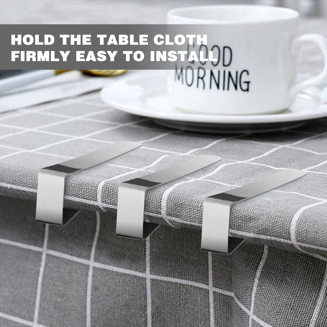 12 Pack Tablecloth Clips- Picnic Table Cloth Clips- Stainless Steel Table Cloth Cover Clamps- Table Clips for Restaurant Picnics Marquees Weddings Graduation Party- Fits Up to 1.7” Thick Tables