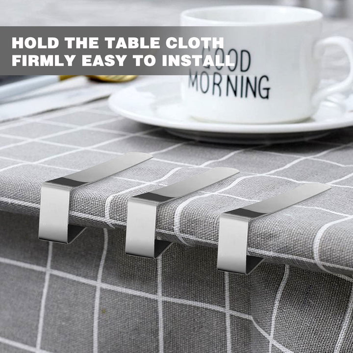 12 Pack Tablecloth Clips- Picnic Table Cloth Clips- Stainless Steel Table Cloth Cover Clamps- Table Clips for Restaurant Picnics Marquees Weddings Graduation Party- Fits Up to 1.7” Thick Tables