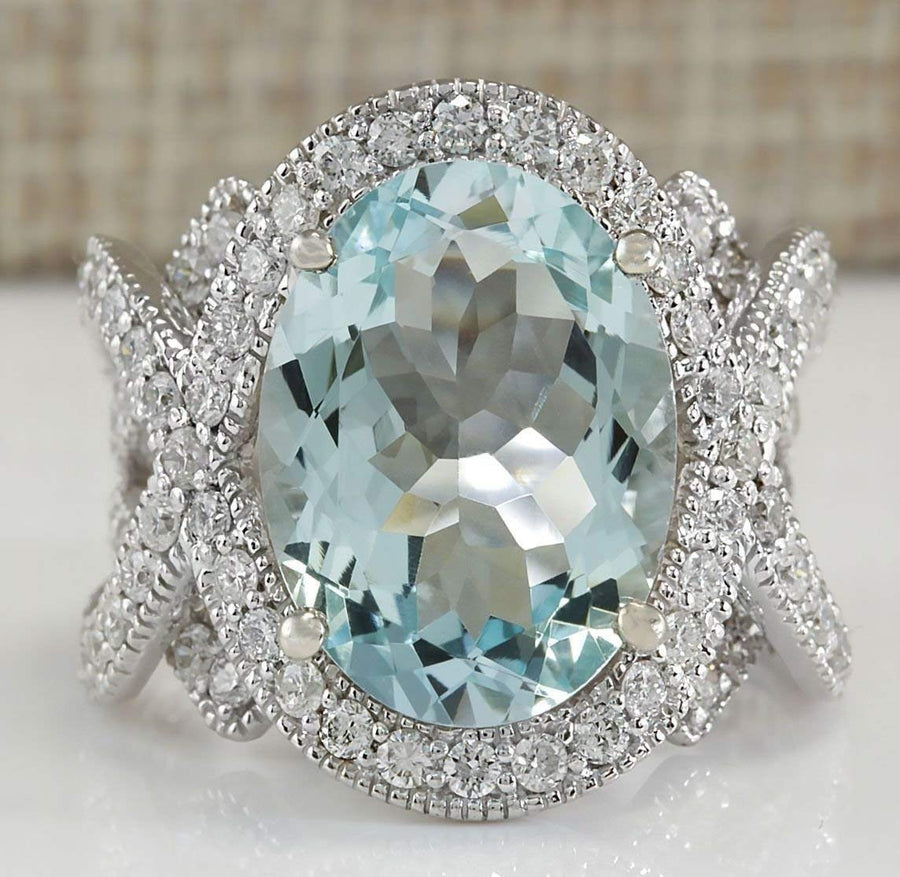 Duan Gorgeous 925 Silver 6.72CT Aquamarine Ring Wedding Engagement Jewelry Size 6-10 (US Code 8)