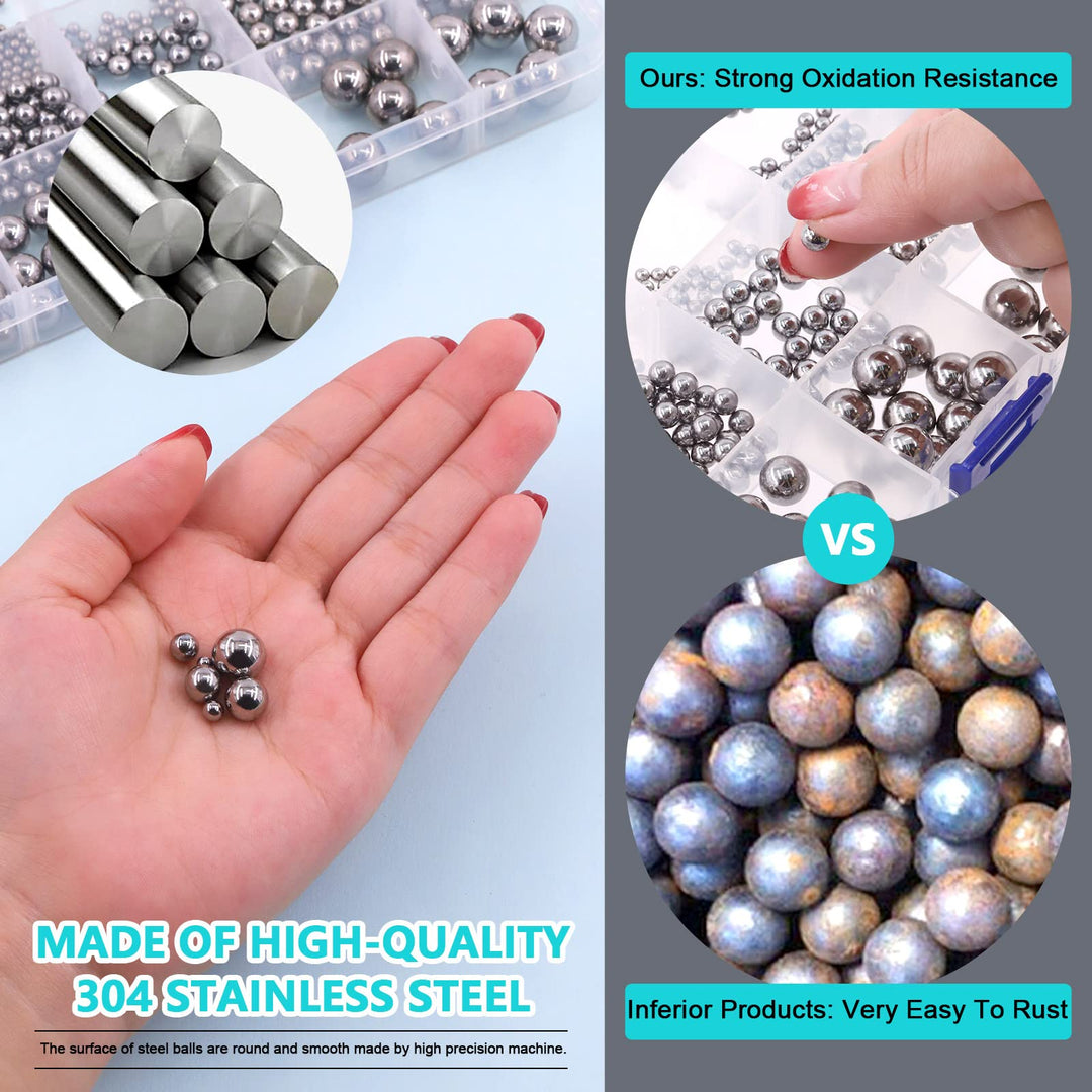 330Pcs 16Sizes Precision Bearing Steel Ball Assortment Kit Including Sizes 1MM 2MM 2.5MM 3MM 3.5MM 4MM 4.5MM 5MM 5.5MM 6MM 7MM 8MM 9MM 10MM 11MM 12MM Metric