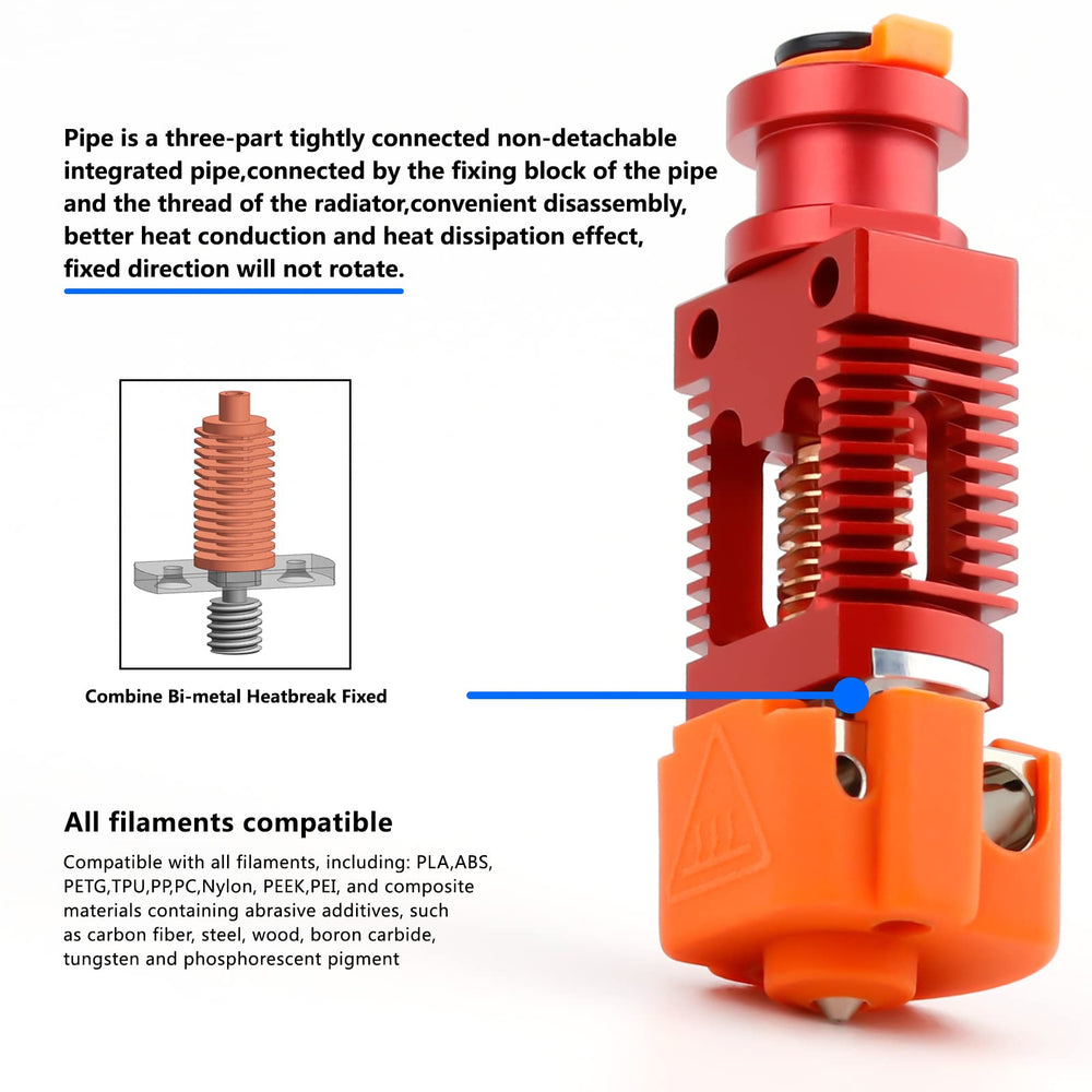 Upgrade V5 Pro Bimetal HeatBreak Plated Copper Block Nozzle Hotend Compatible with V6 Ender 3 V2 Pro Ender 5 Plus CR10 CR10S Voron V2.4 3D Printer