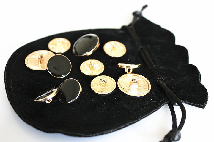 10PCS Clothes Button - Fashion Black Glazed Metal Button Set Sewing Button for Blazer, Coat, Uniform, Shirt, Suit and Jacket (20mm)
