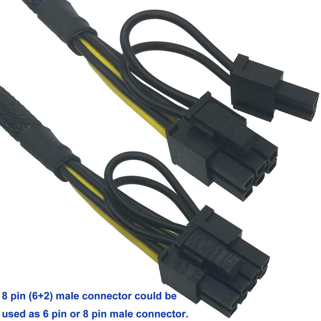 GPU Power Cable for Dell T3600 T3610 T5600 T5610 T5610 T7600 T7610 5810 T5810 T7810, 8 Pin PCIe to Dual 8 Pin(6+2) Male PCIe Power Adapter 13-inch(34cm)