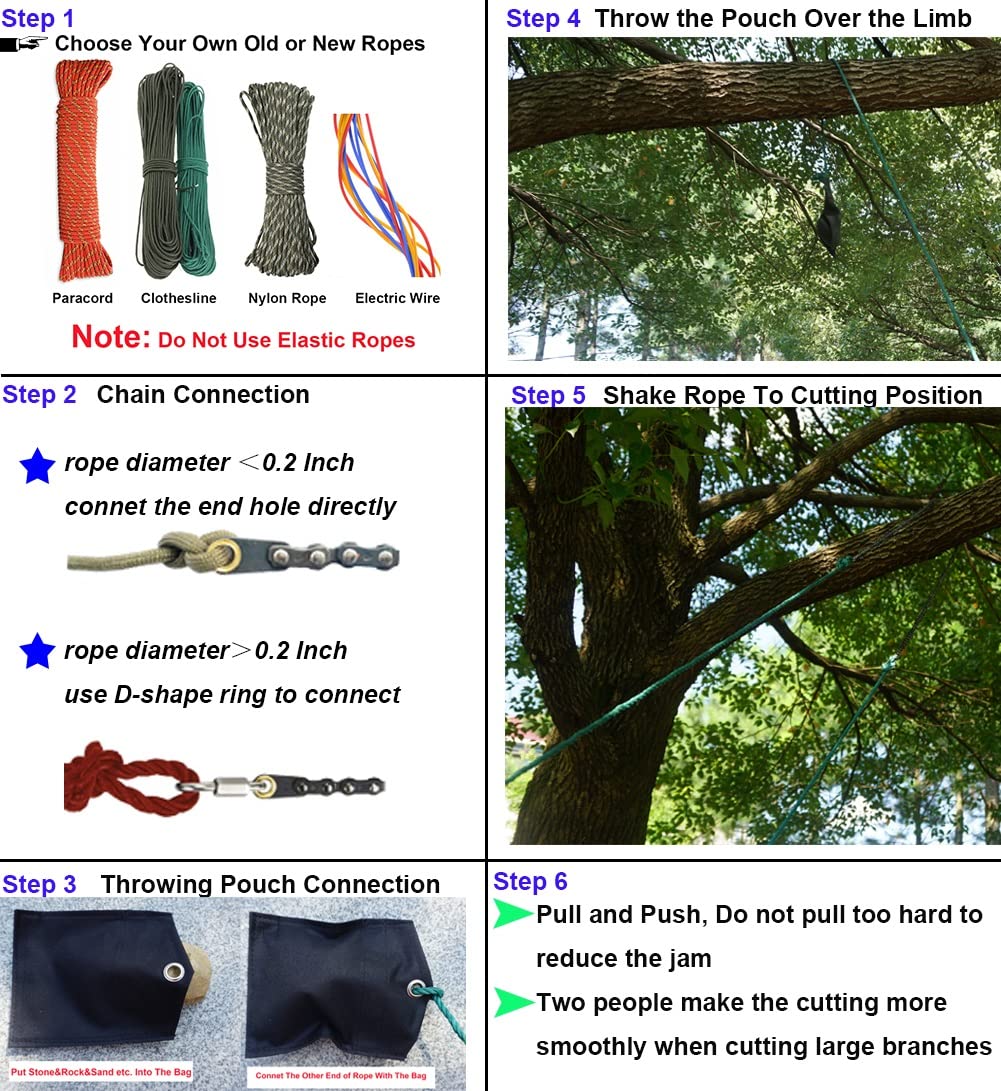 48 Inch High Reach Tree Limb Hand Rope Chain Saw For Tree Trimming-Upgraded Pocket Manual Chainsaw With 62 Sharp Blades on Both Sides for Gardening Camping Survival Gear-No Ropes Included