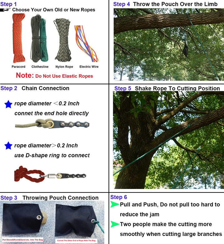 48 Inch High Reach Tree Limb Hand Rope Chain Saw For Tree Trimming-Upgraded Pocket Manual Chainsaw With 62 Sharp Blades on Both Sides for Gardening Camping Survival Gear-No Ropes Included