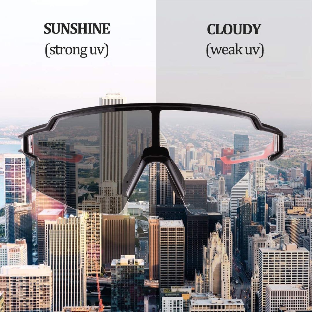 Photochromic Sports Sunglasses for Men Women Cycling UV Protection
