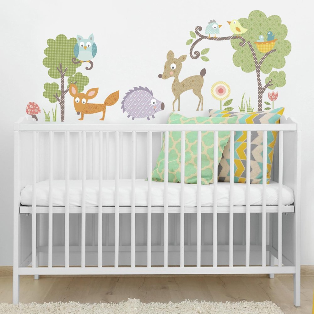 RMK1398SCS Woodland Animals Peel and Stick Wall Decals , Black