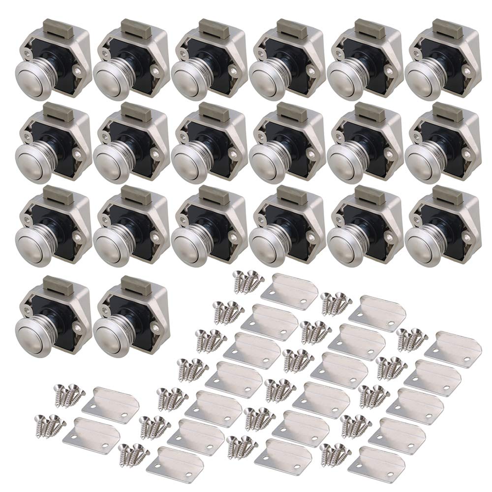 Push Button Keyless Locks Latch Cupboard Caravan for RV Drawer Cabinet Door Thickness 15-18mm Set of 20