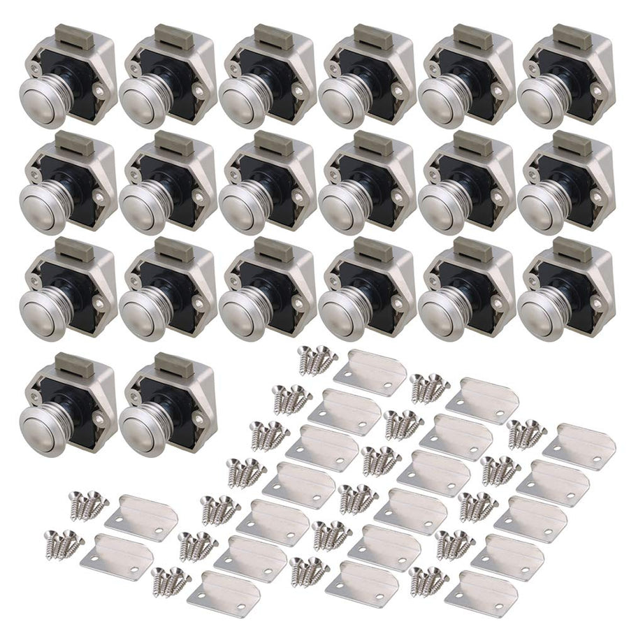 Push Button Keyless Locks Latch Cupboard Caravan for RV Drawer Cabinet Door Thickness 15-18mm Set of 20