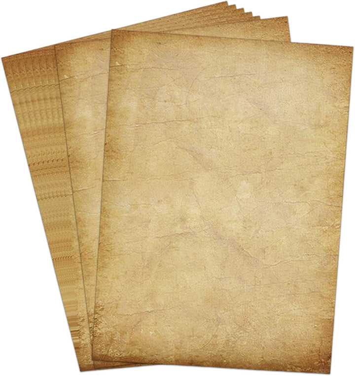 48 Pack Antique Vintage Stationary Paper, 8.5x 11 Parchment Paper for Writing and Printing, Double Sided Antique Old Aged Scrapbook for Journal, Calligraphy, Invitations and Certifications