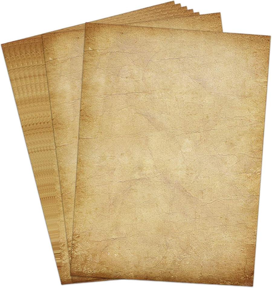 48 Pack Antique Vintage Stationary Paper, 8.5x 11 Parchment Paper for Writing and Printing, Double Sided Antique Old Aged Scrapbook for Journal, Calligraphy, Invitations and Certifications