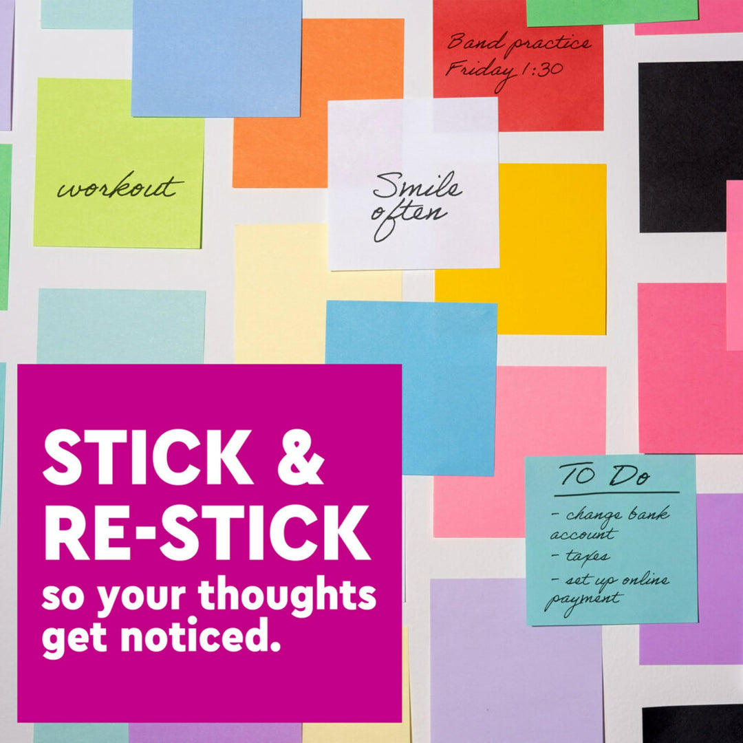 Super Sticky Notes, 3x3 in, 5 Pads, 2x the Sticking Power, White, Recyclable(654-5SSW)