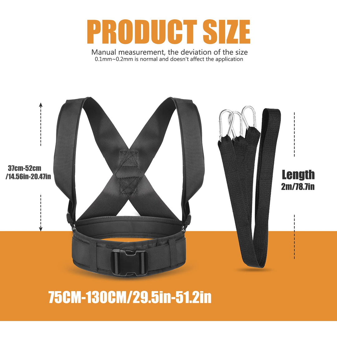 Sled Pulling Harness, Tire Pulling Harness with Pull Strap for Resistance Training, Adjustable Padded Shoulder Strap (6.6FT)