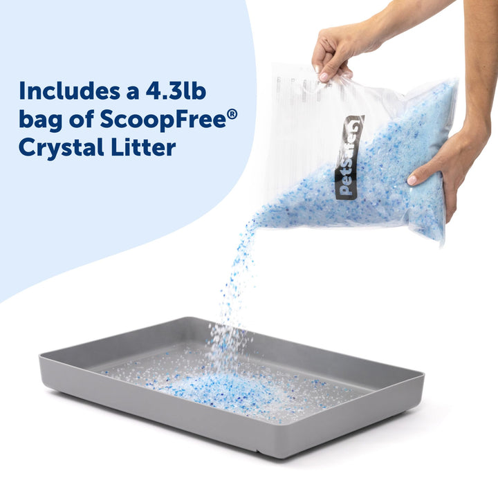 Official ScoopFree Crystal Reusable Tray - Compatible with ScoopFree Crystal Automatic Self-Cleaning Litter Boxes, Includes 4.3 lb of Premium Non Clumping Crystal Litter, Fresh Scent