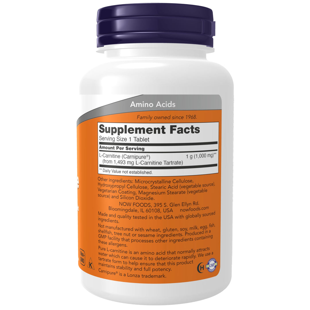 Supplements, L-Carnitine 1,000 mg, Purest Form, Amino Acid, Fitness Support*, 50 Tablets
