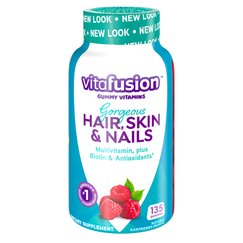 Gorgeous Hair, Skin & Nails Multivitamin plus Biotin and Antioxidant vitamins C&E, Raspberry Flavor, 135ct (45 day supply), from America’s Number One Gummy Vitamin Brand