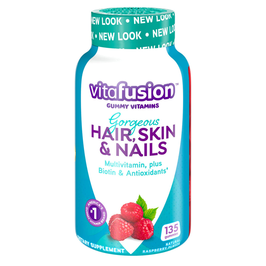 Gorgeous Hair, Skin & Nails Multivitamin plus Biotin and Antioxidant vitamins C&E, Raspberry Flavor, 135ct (45 day supply), from America’s Number One Gummy Vitamin Brand