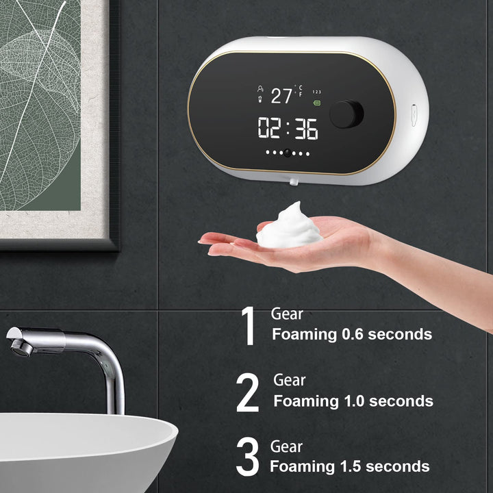 Automatic Soap Dispenser Wall Mount Foaming Touchless Electric Sensor Soap Dispenser Rechargeable Smart Hand Free Foam Auto Dish Soap Dispenser for Kitchen Bathroom Commercia Black