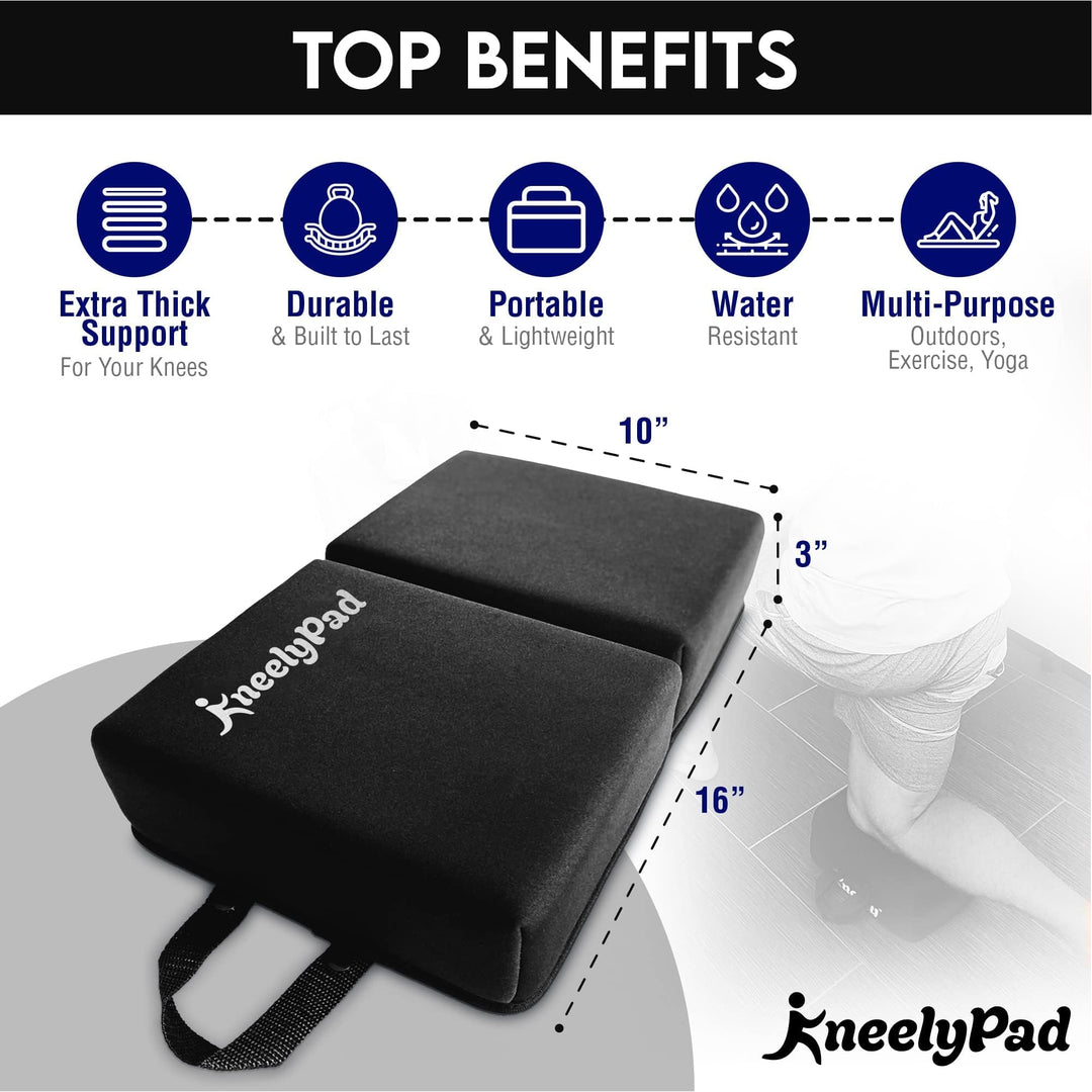Pad | Kneeling Pad for Gardening, Exercise, Cleaning, & Mechanic Work | Extra Thick Memory Foam Knee Cushion for Gardening with Washable Cover | Foldable Gardening Knee Pad with Handle