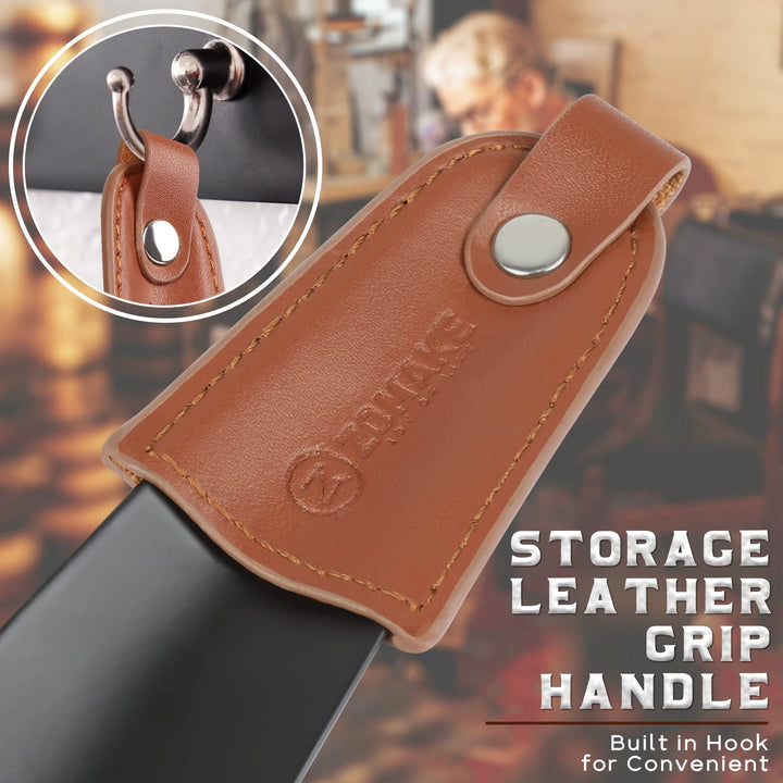 Metal Shoe Horns with Leather Handle Stainless Steel Shoehorn for Traveling