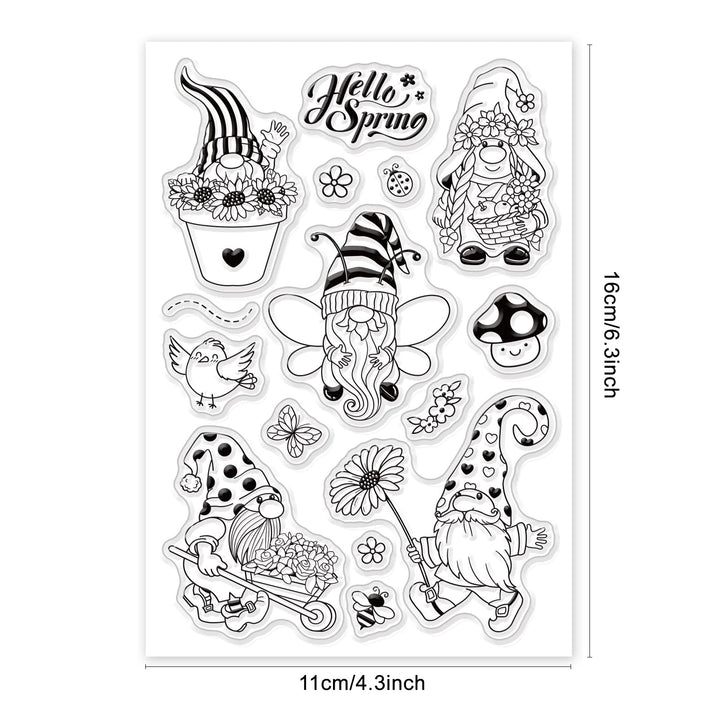 Gnome Silicone Clear Stamps Spring Flower Bee Butterfly Transparent Stamps for Birthday Valentine's Day Cards Making DIY Scrapbooking Photo Album Decoration Paper Craft…