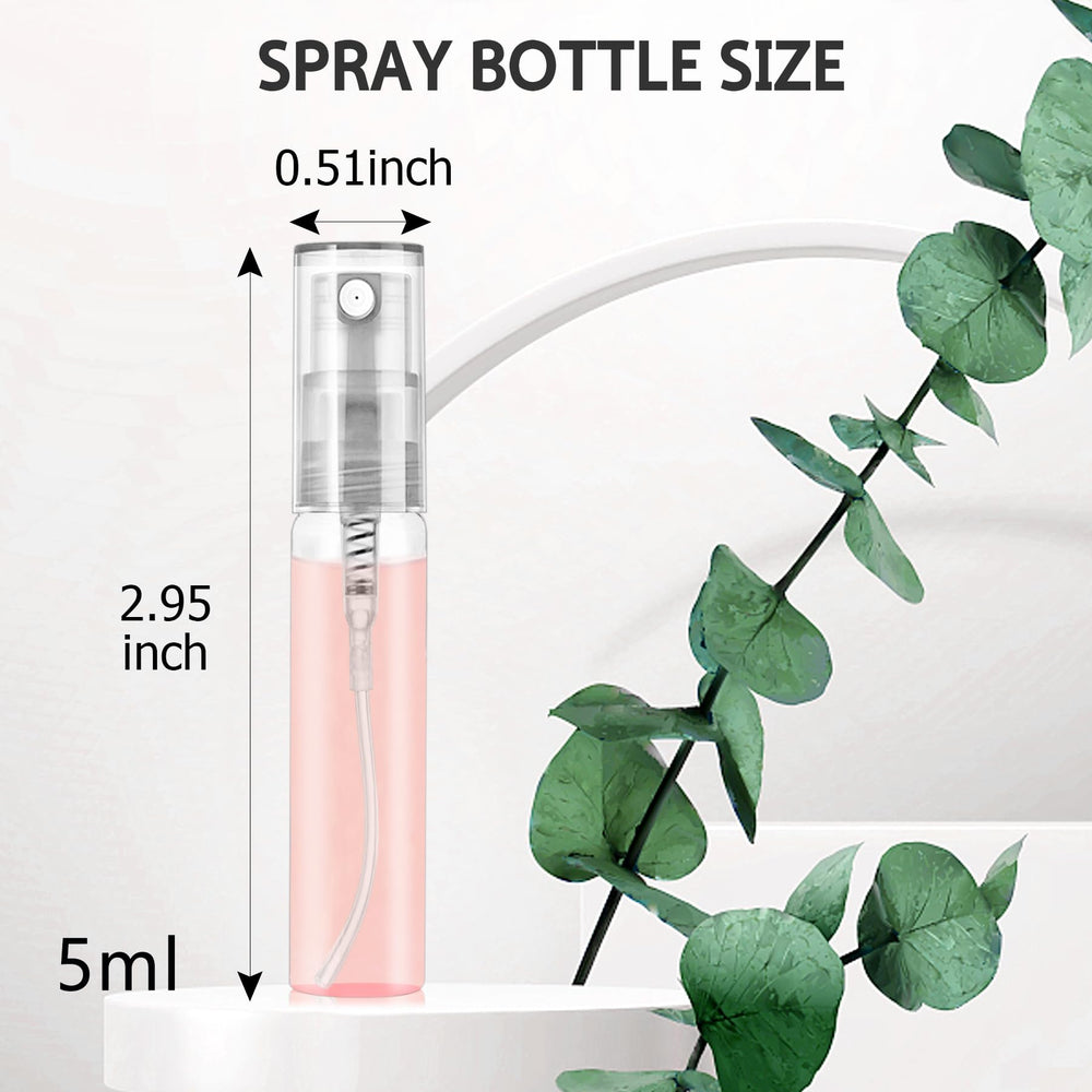 Mini Spray Bottle 105PCS 5ML Clear Glass Perfume Bottles Refillable Fine Mist Spray Bottles Empty Fragrance Sample Spray Containers Cosmetics Atomizer for Cleaning,Travel,Essential Oils