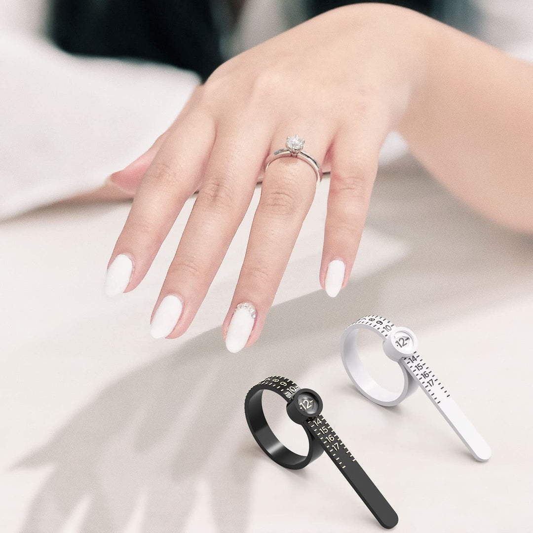 Ring Sizer, Sizer Measuring Tool, Reusable Finger Size Tape with Magnified Glass, Clear and Accurate Jewelry Sizing Tool 1-17 USA Rings