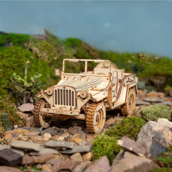 Model Car Kits Wooden 3D Puzzles Model Building Kits for Adults-Educational Brain Teaser Assembly Model for Adults to Build, Desk Decor/DIY Hobbies for Teens&Kids (Jeep Wrangler/7.5 * 4 * 3.5)