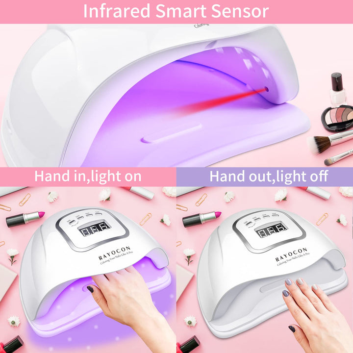 UV LED Gel Nail Lamp,Professional 120W UV Nail Light for Gel Polish Fast Curing with 45 Lamp Beads, Lightweight LED Gel UV Nail Dryer for Salon Home, White