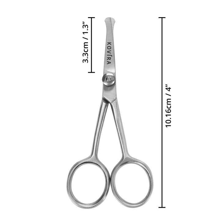 Precision Nose Hair Scissors with Adjustable Tension Screw - 10.16cm/4 Inch Overall Length - Rounded Safety Scissors for Trimming Nasal Hair - Also for Grooming Eyebrows, Ear Hair & Beards