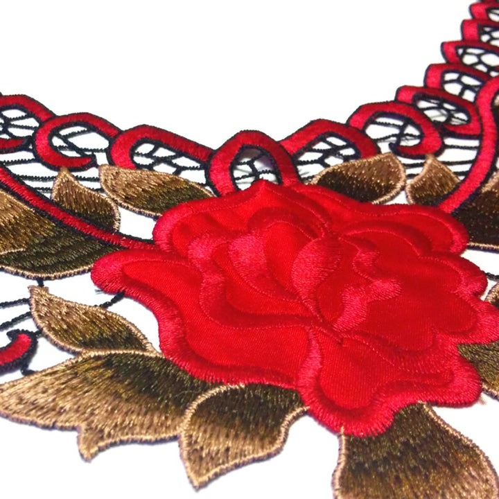 4 Pcs Neckline Applique Collar Patch Embroidered Floral Lace Neckline Patches Collar Fabric Trim Clothes Sewing Patch