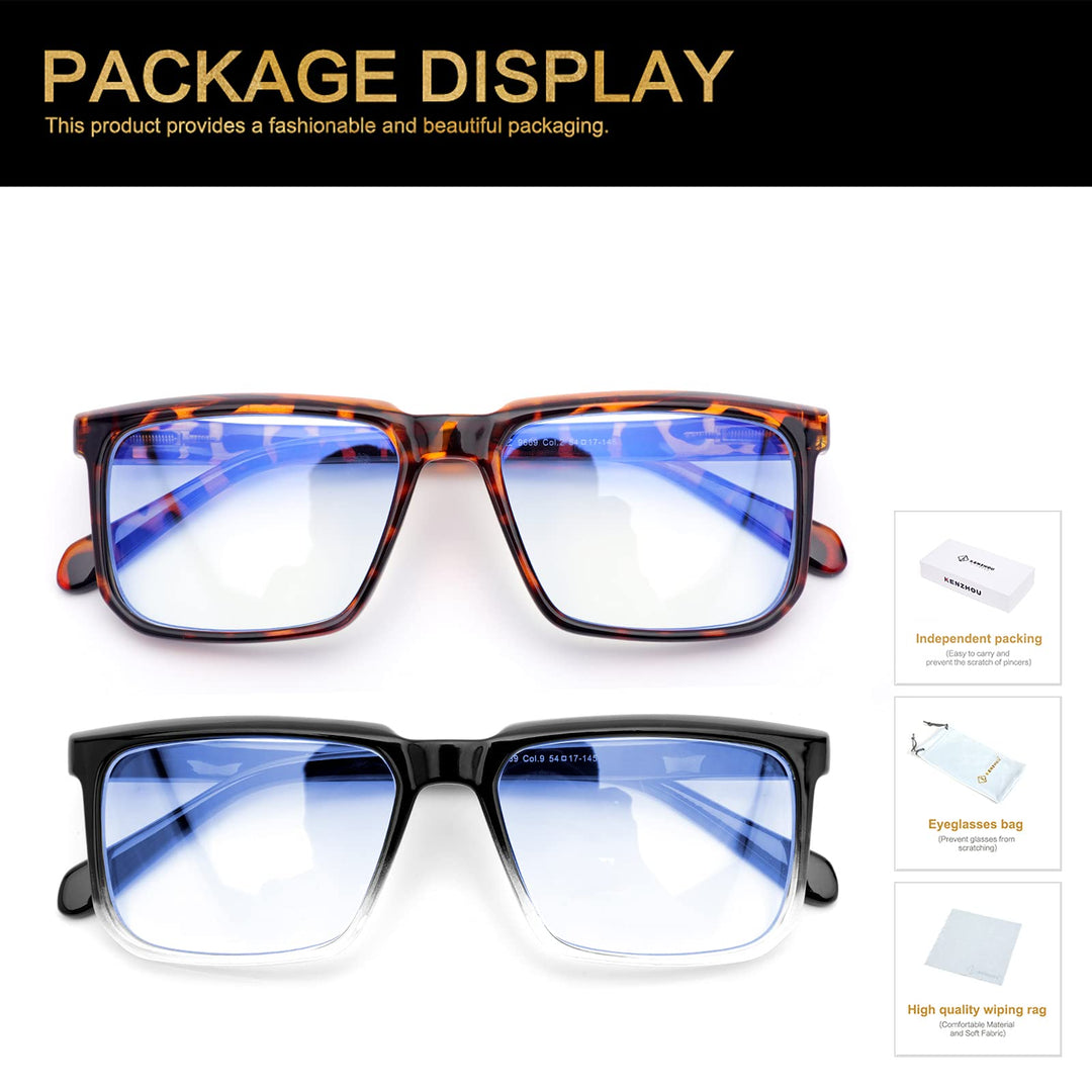 Blue Light Blocking Computer Gaming Glasses 2 Pack Anti Glare Eyestrain Men/Women(C3C4)