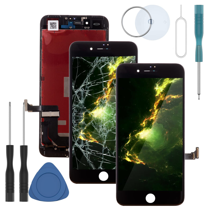 LCD Screen Replacement Fits iPhone 7 4.7 inch Display Full Complete Digitizer Assembly Frame Set Front Glass with Repair Tools Kit(Black)