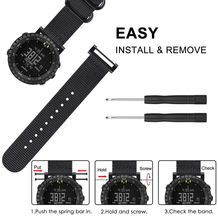 Watch Band Compatible with Suunto Core, Premium Woven Nylon Replacement Sport Strap with Metal Buckle Compatible with Suunto Core Smart Watch, Black