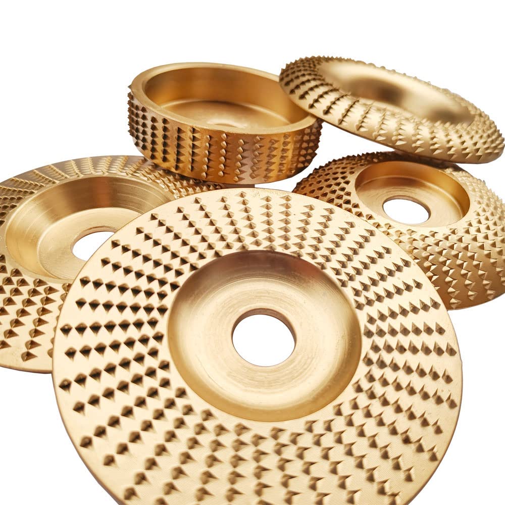 5 PCS Wood Carving Disc Set, Wood Shaping Disc for 4 or 4-1/2 Angle Grinder with 5/8” Arbor, Grinding Wheel Shaping Disc Set Wood Cutting Shaping Polishing