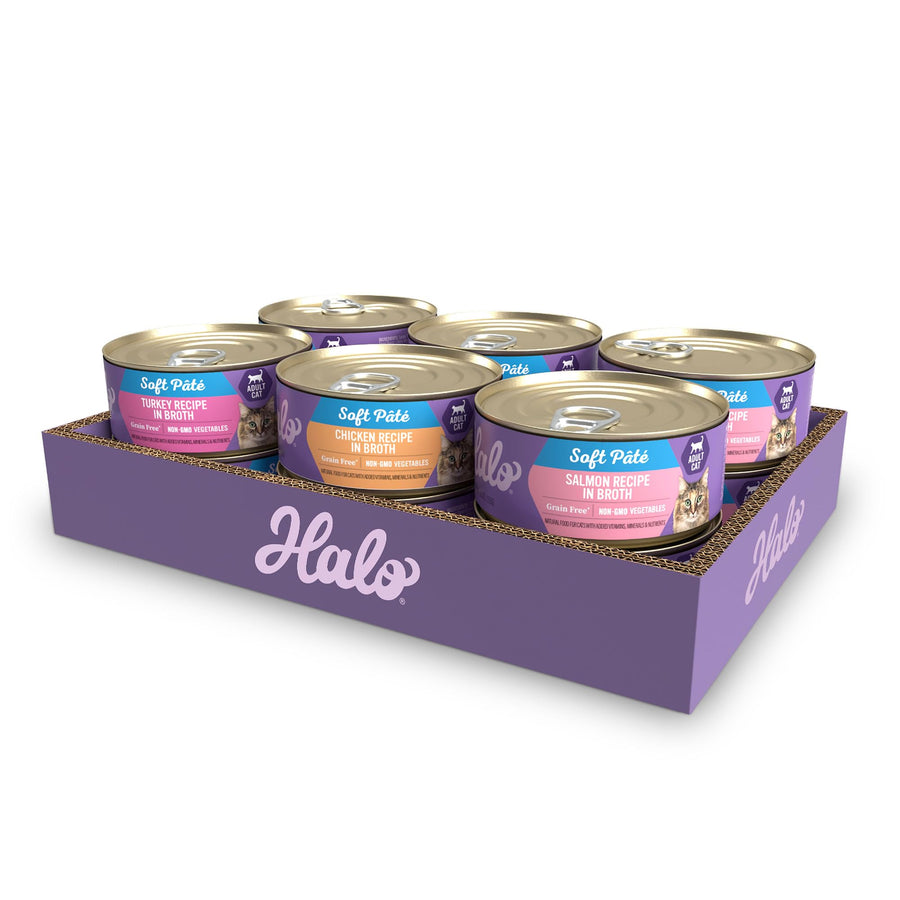Wet Cat Food Variety Pack, Grain Free Three Canned Wet Cat Pate, Chicken Stew, Salmon Stew & Turkey Stew, 5.5 Oz Can (Pack of 12)