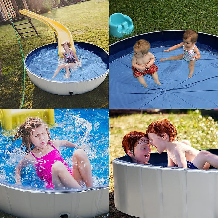 63x 12 Foldable Dog Pools for Large Dogs, Kids Swimming Pool with Hard Plastic, Wading Pools Bathing Tube for Backyard
